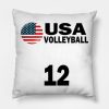 Usa Volleyball 12 T Shirt Design Throw Pillow Official Volleyball Gifts Merch