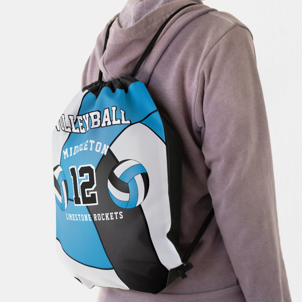baby blue black white volleyball sport drawstring bag r52854b416edf4ce0a249efaf444302f3 qwkt5 1000 - Volleyball Gifts