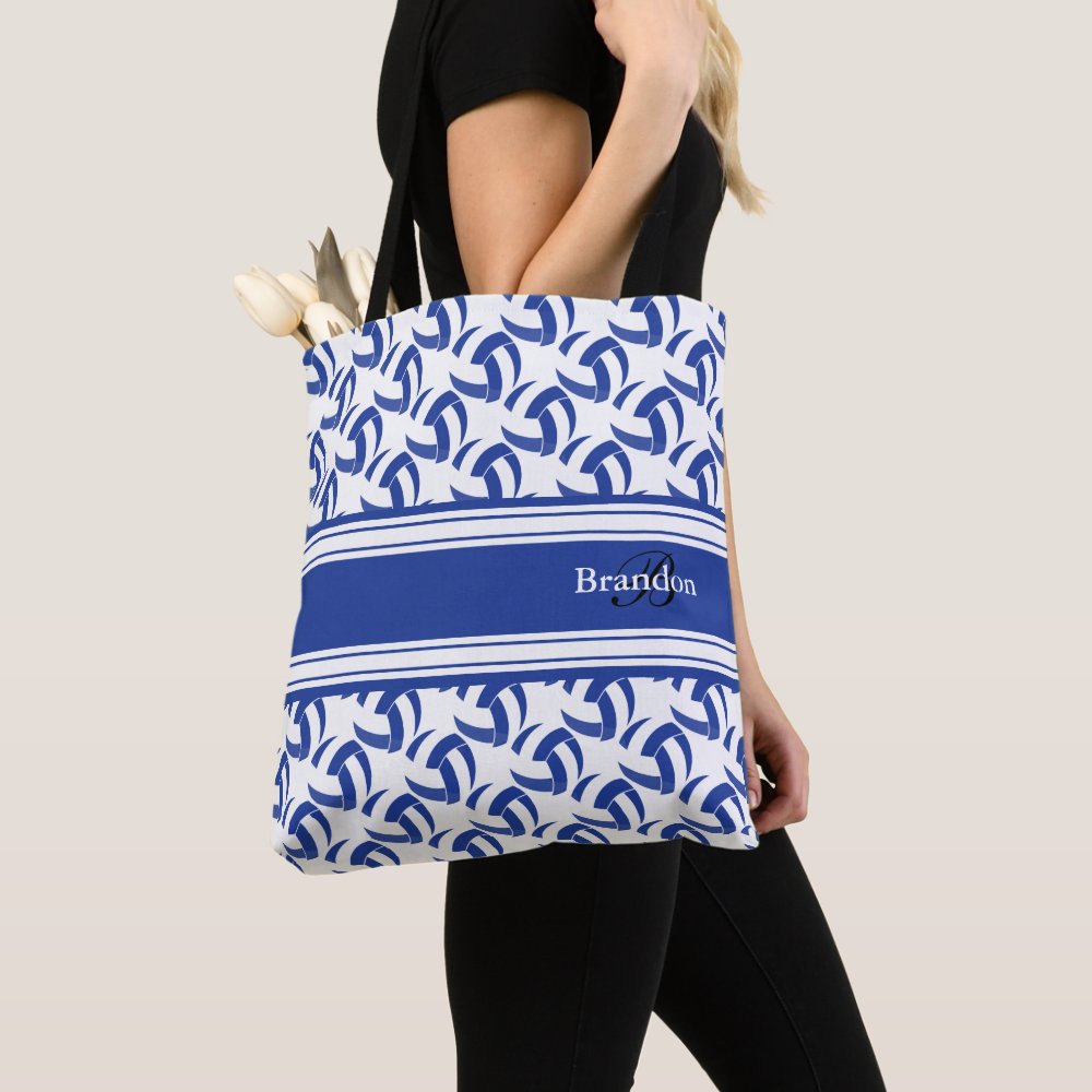 dark blue and white volleyball personalize tote bag rbe0b9105e63e455c80bf0d552f317888 eehl5 8byvr 1000 - Volleyball Gifts