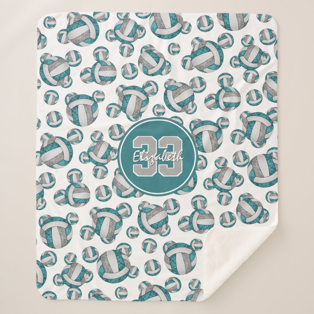 girls custom teal gray white volleyballs pattern sherpa blanket rc99dbe7c43c34663a5f88bc8c5ee4286 ejsci 1000 - Volleyball Gifts