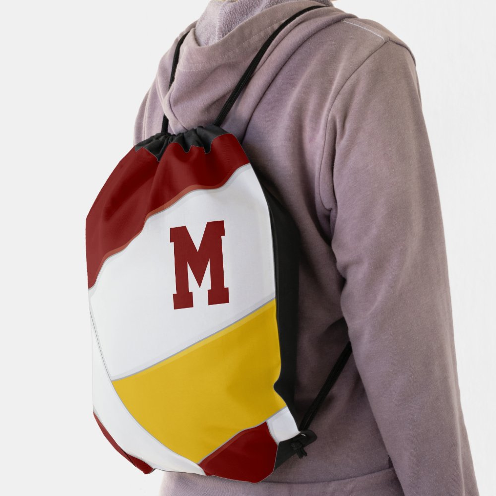 maroon gold team colors monogrammed volleyball drawstring bag r4489175f7955454bb5db192bbb7603ed qwkt5 1000 - Volleyball Gifts
