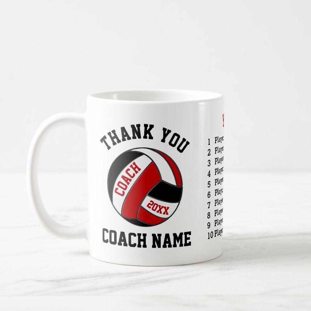 red and black personalized volleyball coach gifts travel mug - Volleyball Gifts