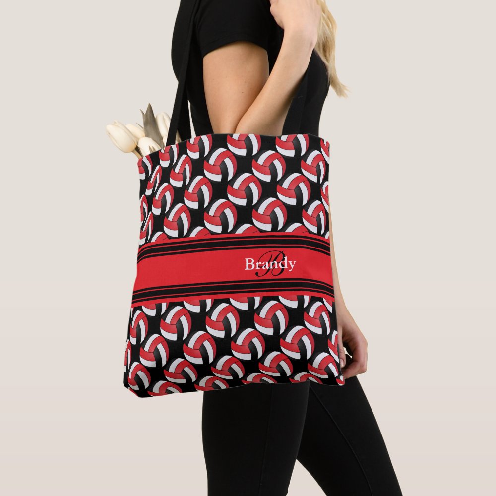 red black and white volleyball personalize tote bag r927bd34748794805b0f1930c0186d61c eehl5 8byvr 1000 - Volleyball Gifts