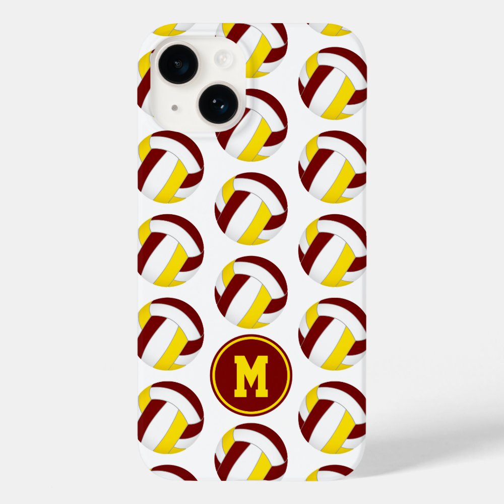 simple maroon gold volleyballs pattern monogrammed case mate iphone case rc1c5337d883640d585a84d1e60ce5c80 s0dn6 1000 - Volleyball Gifts