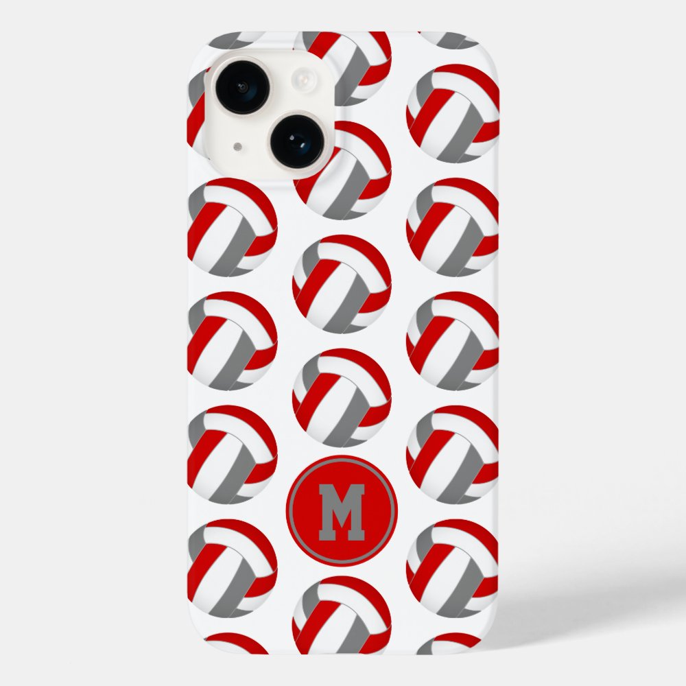 simple red gray volleyballs pattern monogrammed case mate iphone case r81b2d43b1ba1414cbf1479bafaf003c4 s0dn6 1000 - Volleyball Gifts