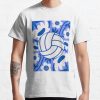 Volleyball Retro Flowers Blue T-Shirt Official Volleyball Gifts Merch