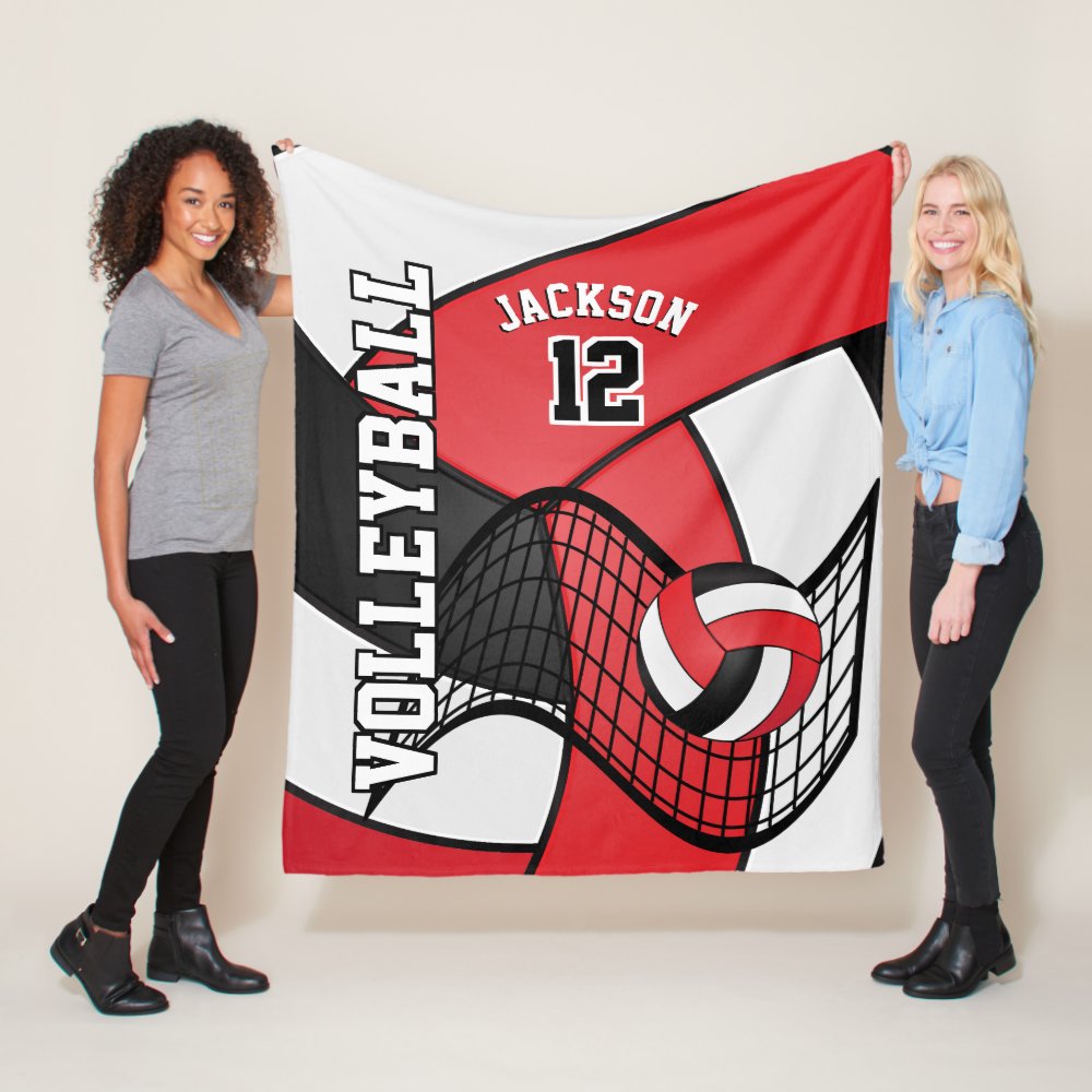 volleyball in a red white and black fleece blanket - Volleyball Gifts