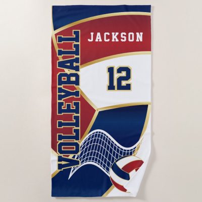 volleyball in navy red and white beach towel rb1da460041874b77bc7663cd83fd9e33 eapwm 1000 - Volleyball Gifts Store