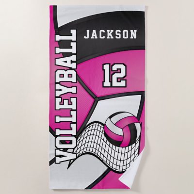 volleyball in pink black and white beach towel r9ca6f2244cd5430695ea44205d6c95bd eapwm 1000 - Volleyball Gifts Store