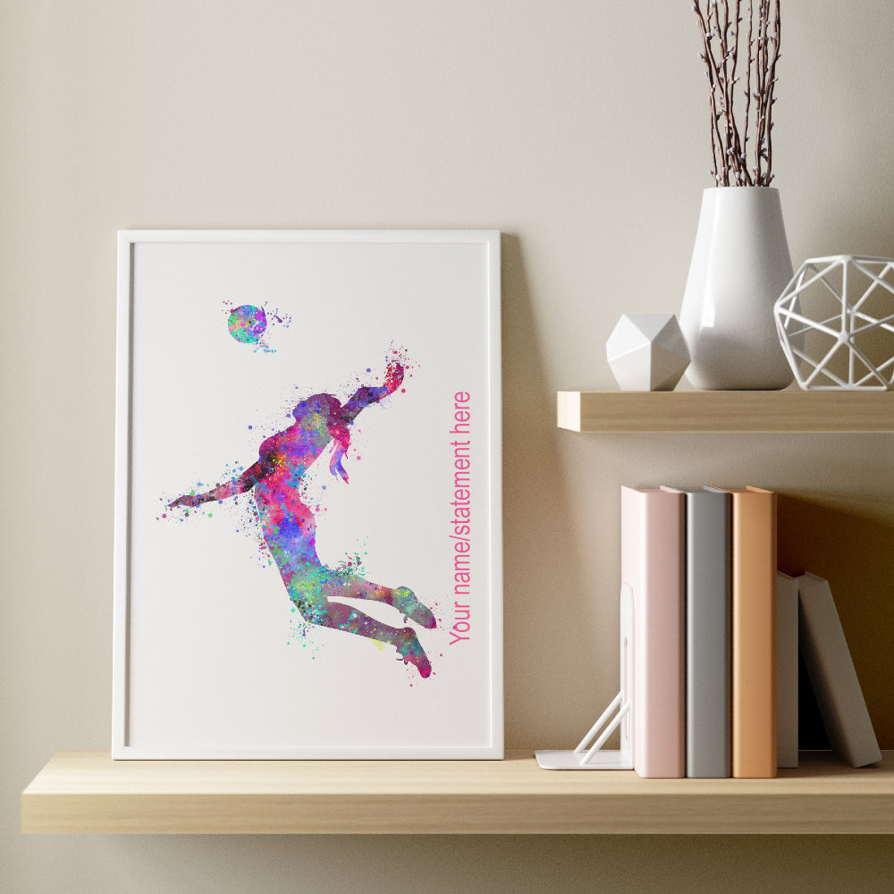 watercolor splashed volleyball girl player texted poster r dr9o0 1000 - Volleyball Gifts