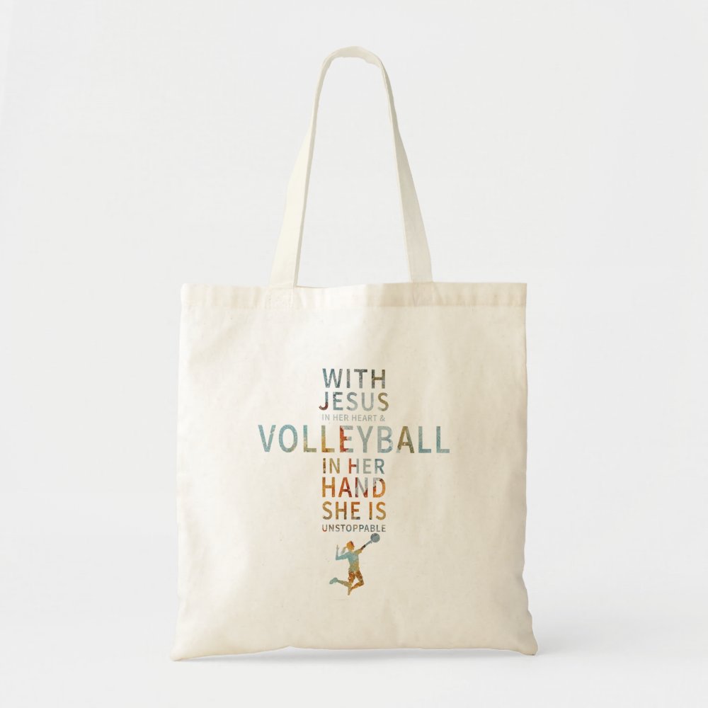 volleyball sport lover in her hand jesus in her he tote bag r54105859a3234d619d31415c06bb9f04 v9w6h 8byvr 1000 - Volleyball Gifts